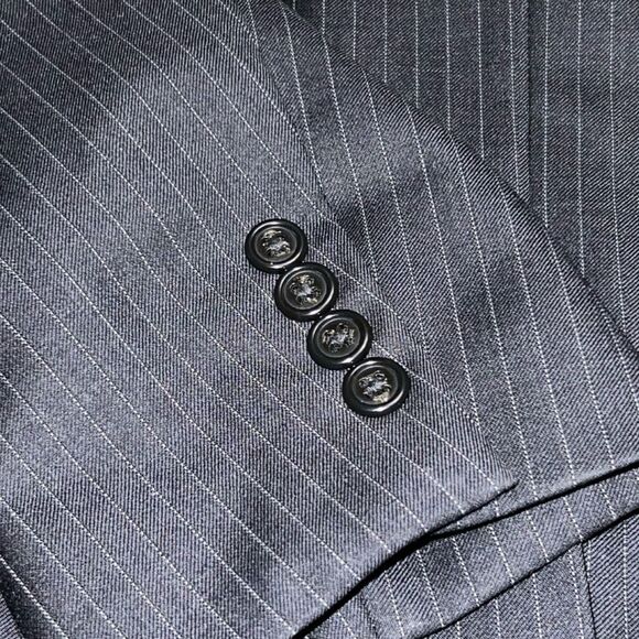 Hart Schaffner Marx For Nordstrom Men’s Size 42 R 2 Button Navy Blue Stripe - Picture 6 of 10